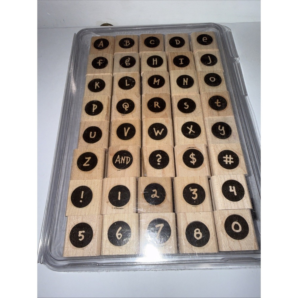 Stampin' Up! Alphadots Alphabet & Numbers Wooden Stamp Set (40) 2004 NEW!